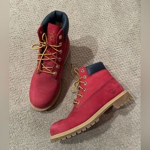 Like New Red Timberland Hiking Boots Women’s size 9